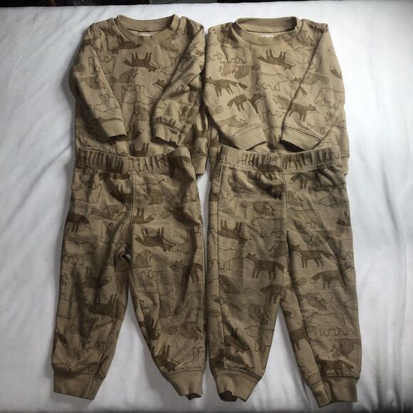 TWIN SET Matching Woodland Nimals  Baby Clothes Unisex Carter's 18 Month Used - Picture 1 of 8